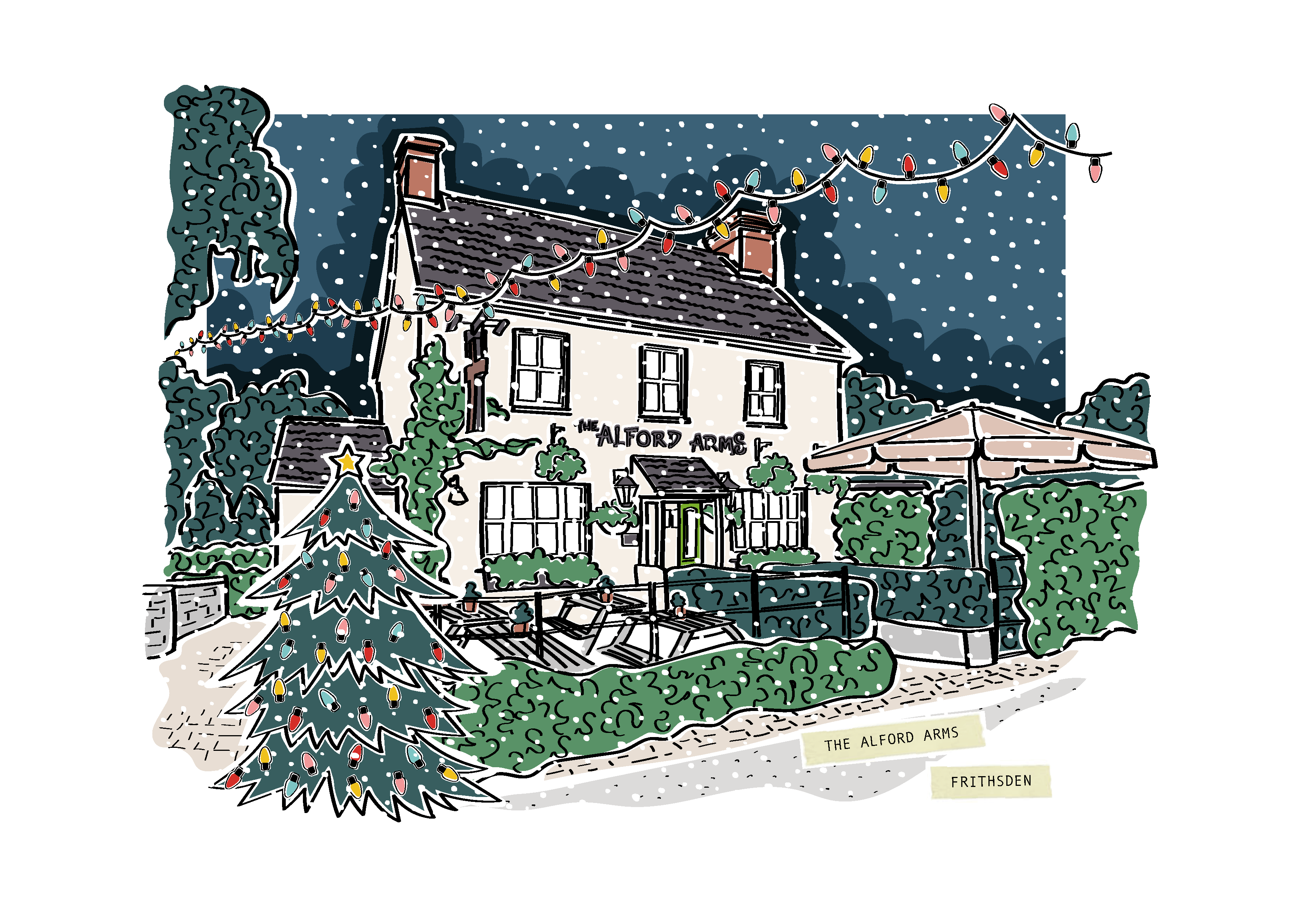 alford-arms-frithsden-winter-debbie-shrimpton-illustrates